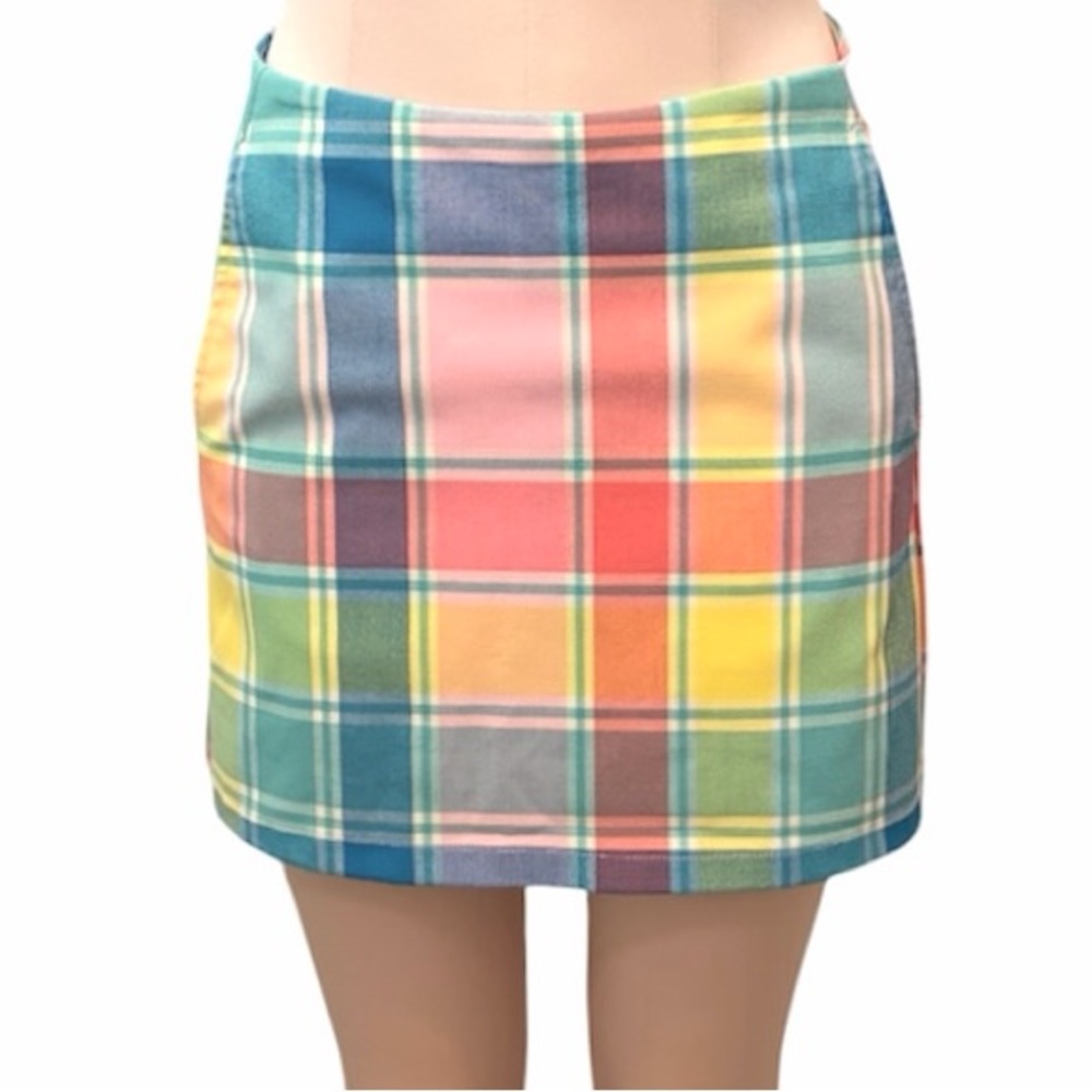 Urban Outfitters Plaid Mini Skirt Multicolor Pastel Check Size S - Picture 2 of 7